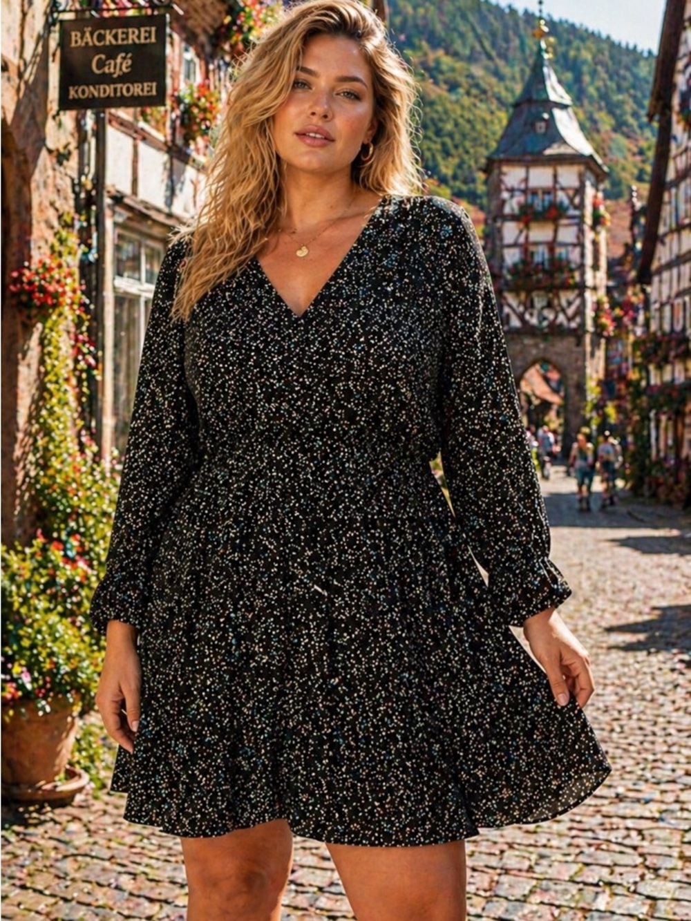 Lane Bryant Black and Blue Midi Dress - Picture 13 of 13